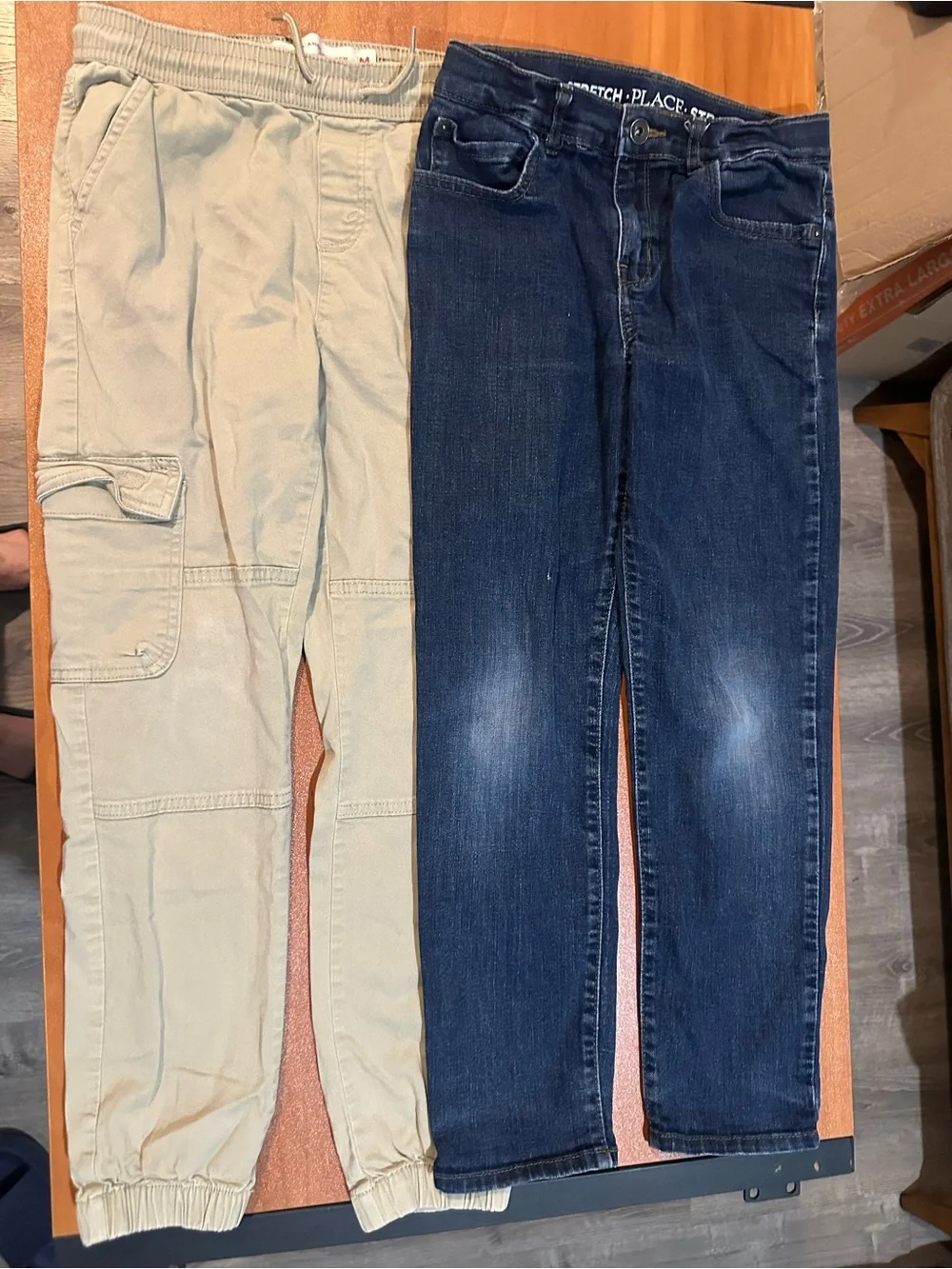 Lot of 2 Boys Pants Size 10/M: Cargo Joggers & Stretch Denim Jeans